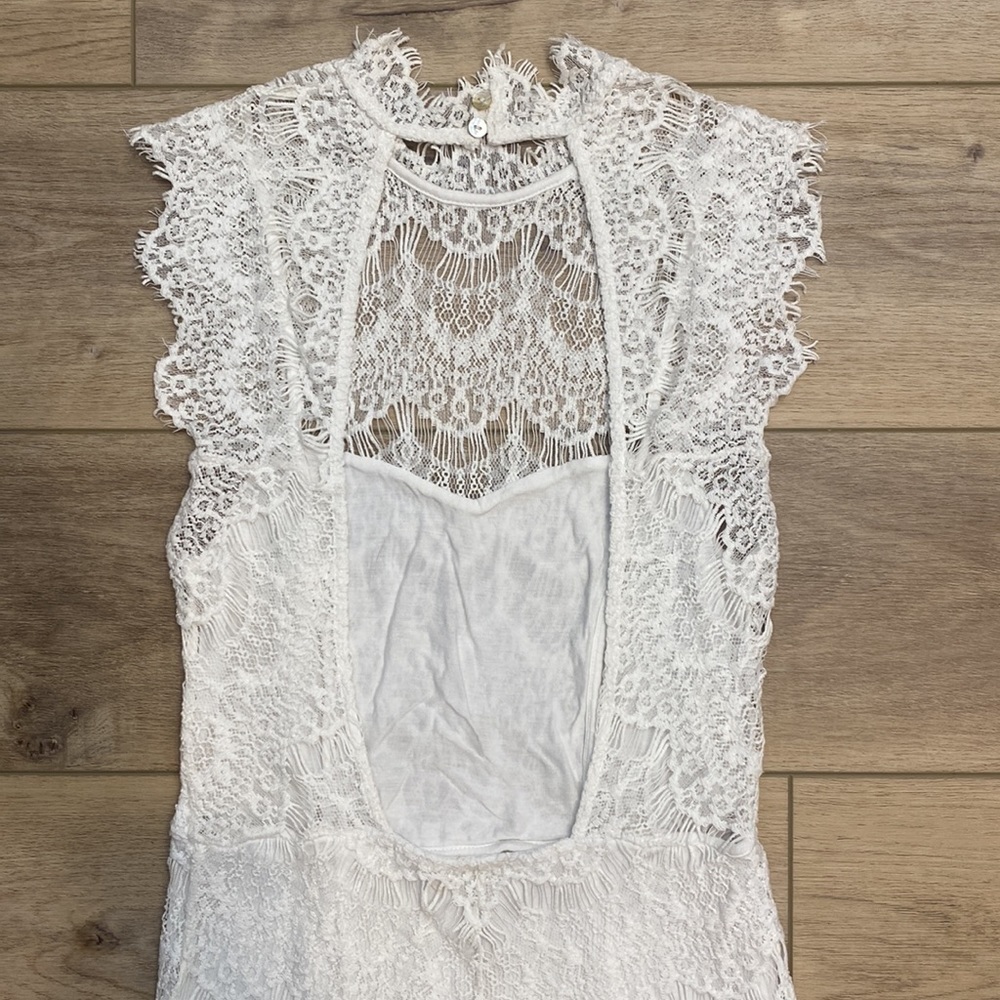 Free People | Day Dreamer | White Lace Mini Dress Bridal Shower Bachelorette - Picture 9 of 16